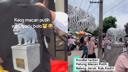 Patung Macan Putih di Kediri Viral dan Jadi Ladang Cuan