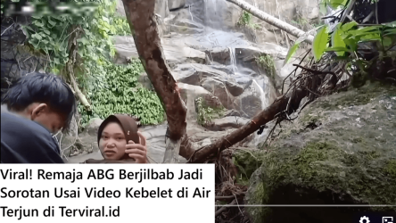 Viral! Remaja ABG Jilbab Jadi Sorotan Usai Video Kebelet di Air Terjun